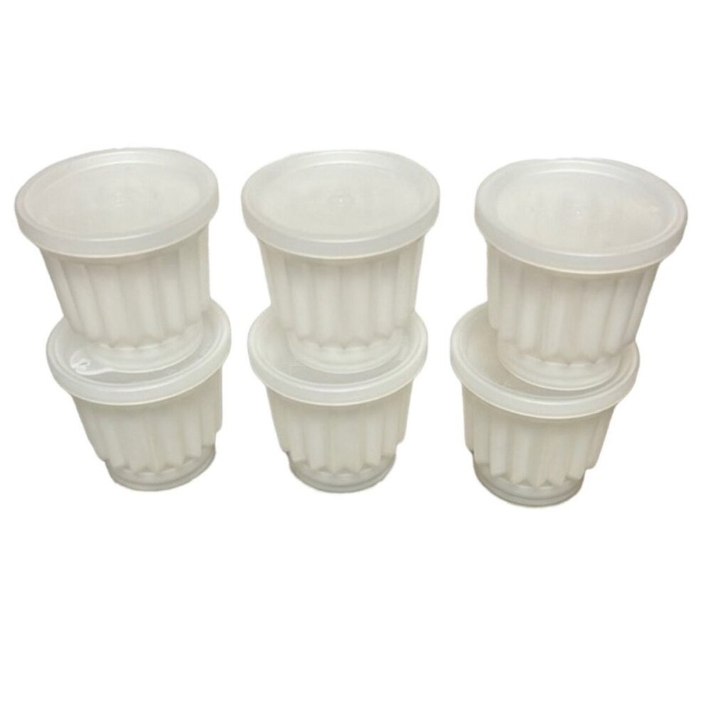 Tupperware Jel-Ette Jello Gelatin Single Serve Molds Star Caps Lids Set Of 6